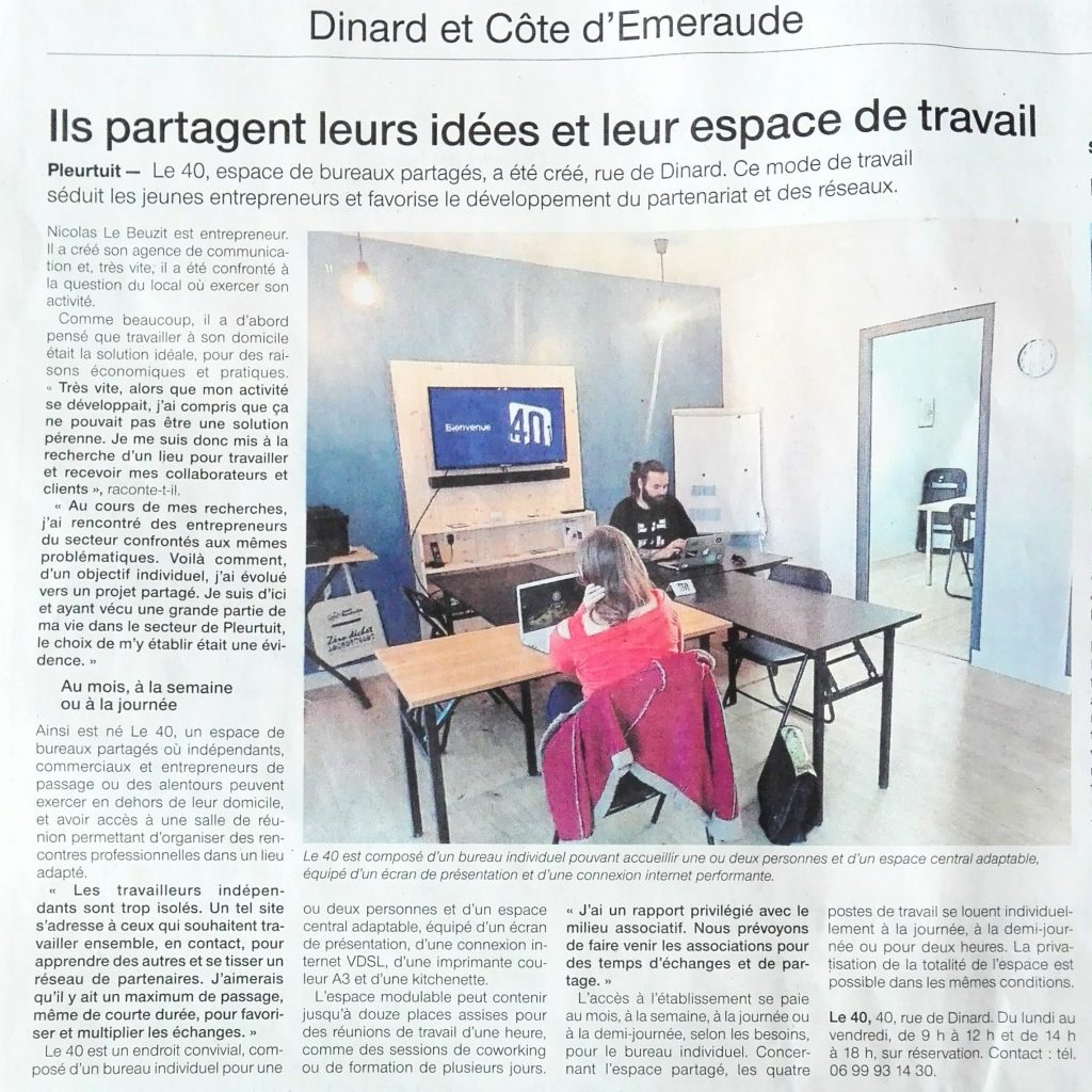 Bureau partagé et coworking à Pleurtuit
